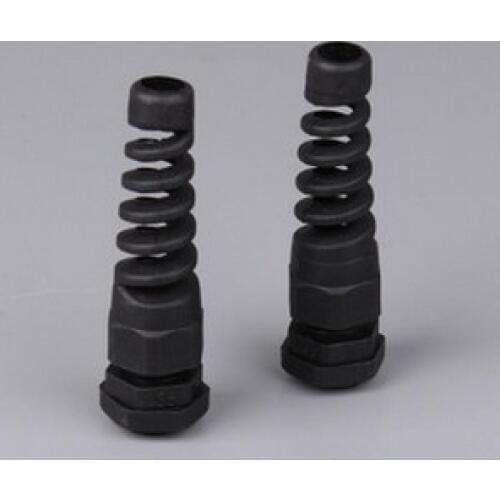 PG9 black plastic flex spiral cable gland cable joint waterproof cable gland IP68.CE.ROHS