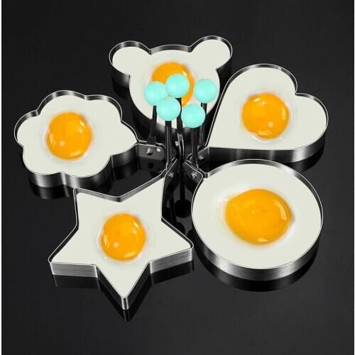 Stainless Steel Frying Pan Egg Molds Fried Egg Pancake Rings Cooking Shaper Mould 5 Shapes Option Cooking Accessories 5pc/set