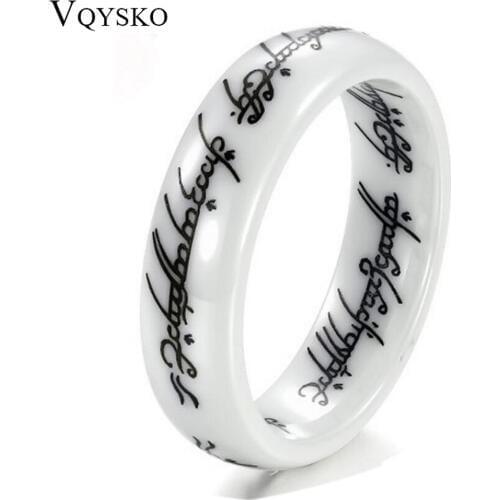 HOt Sale White Ceramic Rings For Women With Unique Letter Fashion Women Wedding Ring Engagement Jewelry Never Fade Wholesale