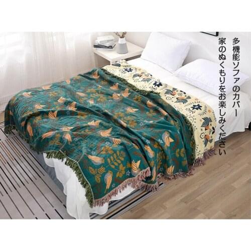 Cotton Muslin Sofa Cover Summer Blanket Gauze Bed Chic Tassel Multifunction Travel Breathable Throw Blanket Nap Blanket