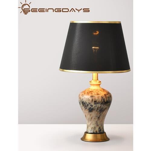 Chinese Style Leopard Print Ceramic Table Lamp for Bedroom Living Room Bedside Lamp Designer Hotel Lobby Ceramic Lamp Home Decor