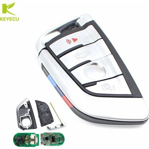 KEYECU 4 Button 433MHz Remote Car Key Fob for BMW X5 X6 2014-2016 FCC: NBGIDGNG1,Silver
