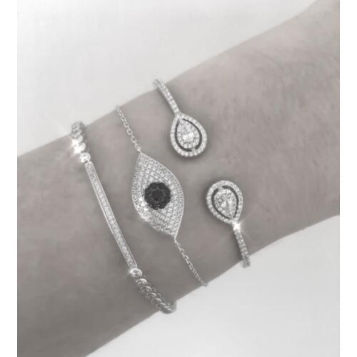 4 colors birthstone AAA cubic zirconia cz tear drop red green yellow white pear cz open adjust bangle for women