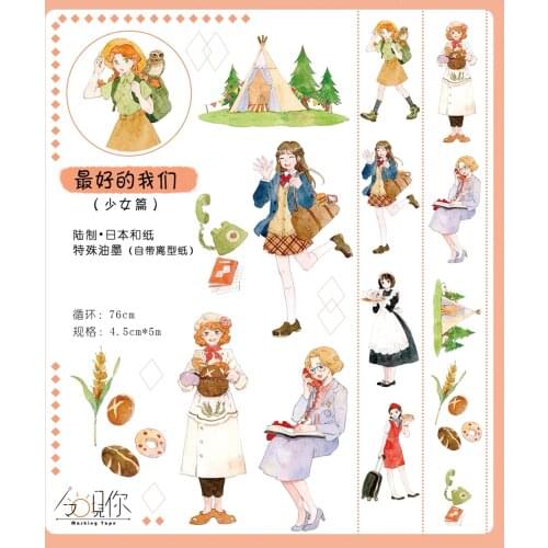 Best of Us-Girls Washi Tapes Bullet Journal Masking Tape Adhesive Tape DIY Scrapbooking Washi Stickers