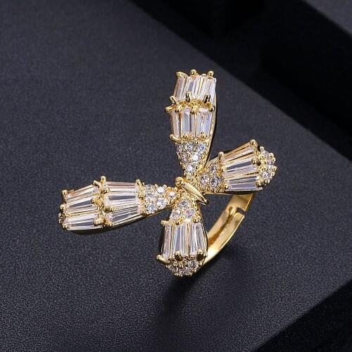 Jankelly2020 Trendy butterfly Big Bold Statement Ring for Women Cubic Zircon Finger Rings Beads Charm Ring Bohemian Beach Jewel