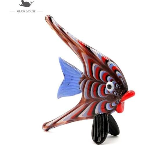 Handmade Murano Glass Fish Craft Figurines Cute Vivid Sea Animals Ornaments Home Aquarium Charms Decoration Xmas Gifts For Kids
