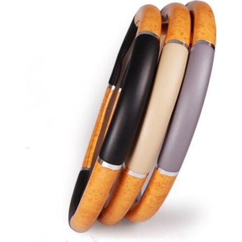 2017 New FASHION Peach wood grain Car steering wheel cover of PU Four Seasons Universal for all the car size M -diameter 38 CM
