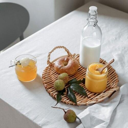 Original Design Creativity Hand - Made Round Twin-Ear Rattan Tray Multi-Functional Fruit Plate Bread Board