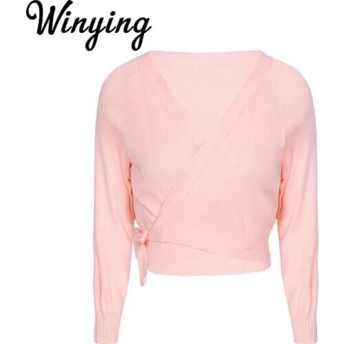 Autumn Winter Adult Long Sleeve Warm-Up Cardigan Knitted Wrap Tops Latin Ballet Gymnastics Leotard Sweater Women Dancewear