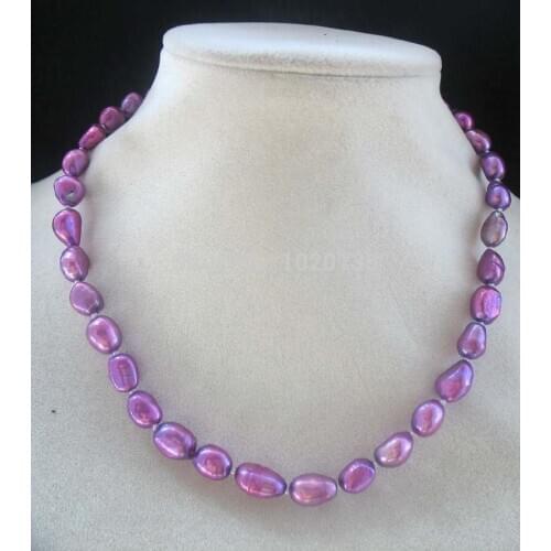 Freshwater pearl deep purple baroque nature necklace 16inch FPPJ