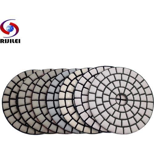 RIJILEI 7PCS 4inch Super Diamond dry polishing pad longer life Sharp For Granite Marble Concrete floor Aggressive grinding disc