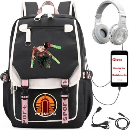 Anime Chainsaw Man backpack Unisex Travel Backpack student School book Bag USB Charging teenagers Laptop packsack