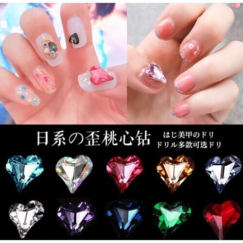 10Pcs (8.8X8)- C-Shape Heart Fancy Stone - Crystal - Nail Art Rhinestone Nail Rhinestone Diamond Stick-on Nail Crystals ,HGrt43