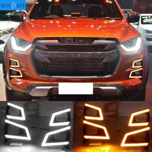 Led Daytime Running Lights for Isuzu D-max 2020 Fog lamp 12V ABS DRL Driving lights yellow turn signal light