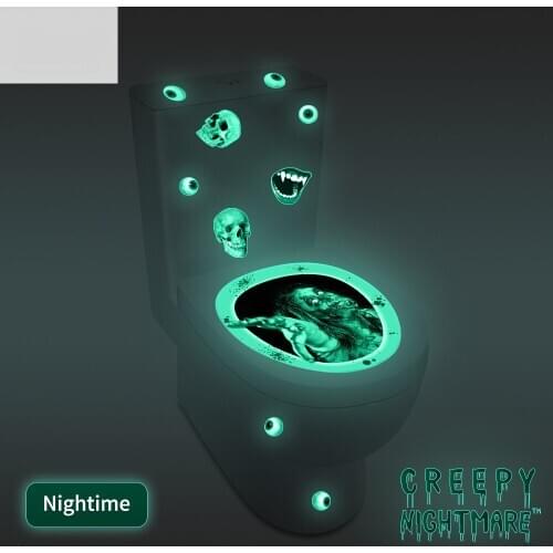 Luminous Walking Dead Ghost Toilet Glass Window Sticker Removable Decor Halloween Living Room Classroom Decoration Wallpaper