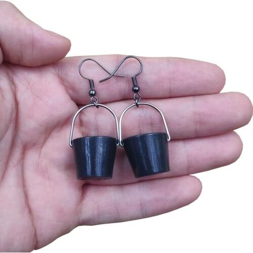 Unique Cute Funny Simulated Strange Bucket Water Breaker Drop Earrings Women Female Birthday Jewelry Party Girl Gift DA012