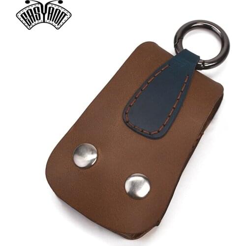 EASYANT Handmade Universal Car Keychain Case Leather Shockproof Protective Cover Brown