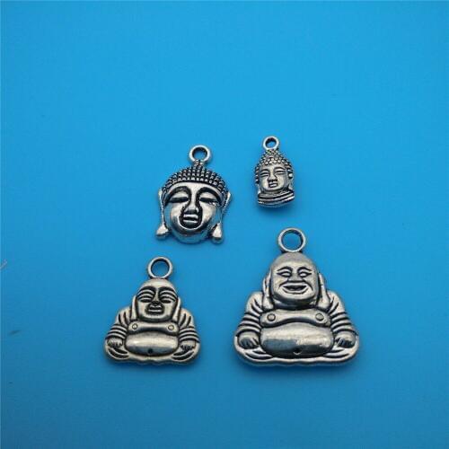 Vintage Silver Mixed Buddha Head Statues Charms Pendant For Jewelry Making Findings Bracelets Handmade Accessories DIY Z1033
