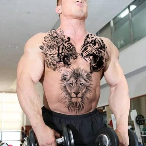 Sexy Flower Temporary Tattoo Sticker For Women Men Watercolor Lion Tiger Tattoo Body Art Fake Tatoo Optional joining together