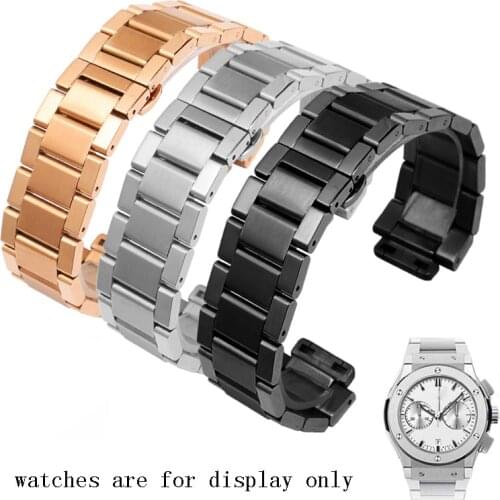 Convex Interface Stainless Steel Strap Replacement BIG BANG Series Fine Steel Watchband 24mm Silver