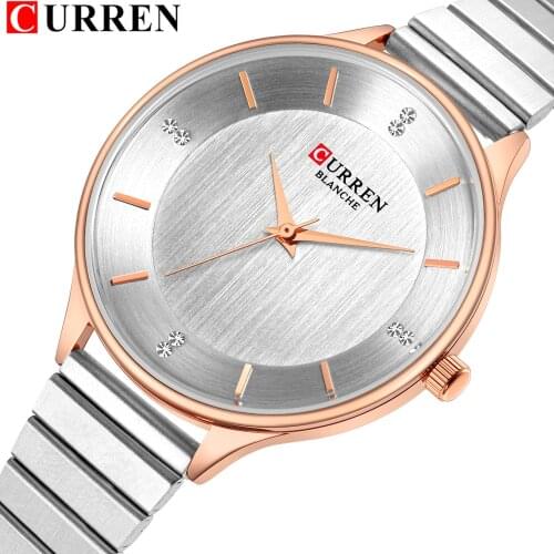 CURREN Ultra thin Ladies Watch Brand Luxury Women Watches Waterproof Rose Gold Stainless Steel Quartz Wrist Watch montre femme