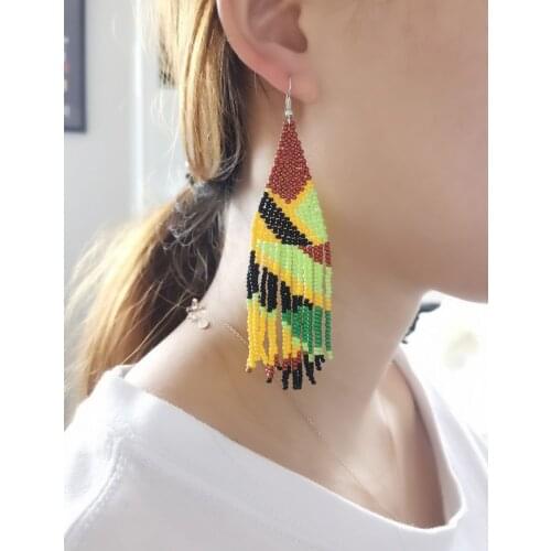 Womens new style long tassel earrings, female accessories, bohemian trend, handmade pendant earrings, jewelry