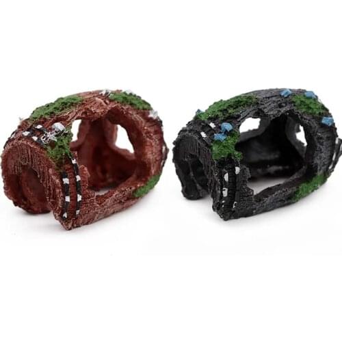 1pc Aquarium Fish Tank Artificial Barrel Resin Ornament Cave Aquarium Fish Tank Decoration Accessories Pet Accessories