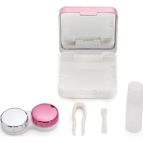 1Pcs ABS Plastic square mirror cover colorful contact lens case Travel Container Holder Storage Soaking Box Case Hot Sale