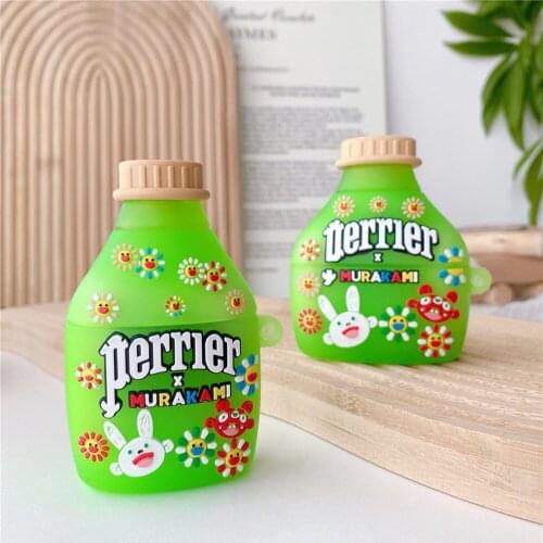 3D Beverage Bottle Case For Airpods French Fashion Brand Earphone Protective Cover With Keychain For Airpods 1 2 Pro Accessories