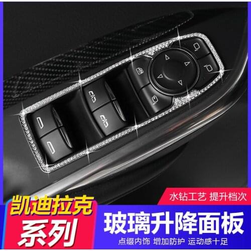 4pcs window button glass lifting panel stickers armrest patch diamond sticker interior decoration for Cadillac XT4 2018 2019