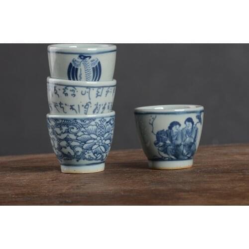 50ml Retro Blue-and-white Porcelain Teacups With Chinese Traditional Painting Drink Cup Kung-fu Travel Tea Set Tea Bowl Chawan