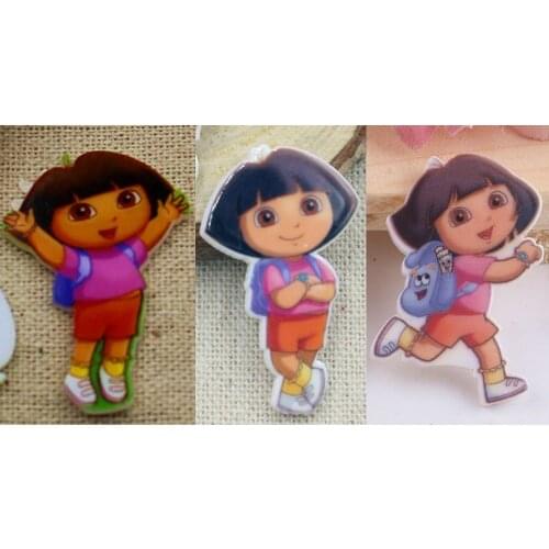 50pcs 3 Styles Mix Cartoon Back to School Dora Flatback Resins Planar Resin Cabochon DIY Craft for Home Decoration Accessories