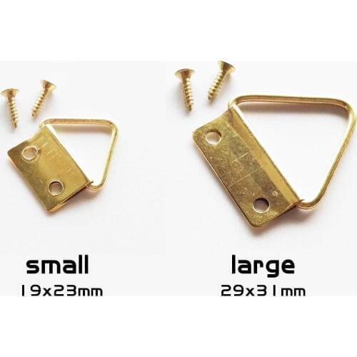 50pcs Golden Double Hole Triangle D-Ring Hanging Picture Photo Oil Painting Mirror Frame Hook Hanger Furniture Accessories