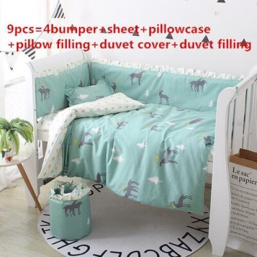 6/9PCS elk Baby Bedding Set Crib Breathable Crib Protector ,Cotton Baby Cot Bedding Set baby blanket juego de cuna