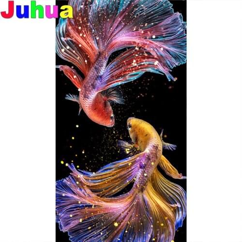 60x120cm Goldfish Koi Carp diamond embroidery 5 d cross stitch Diamond mosaic Handmade Art Full Square 3d Diamond painting