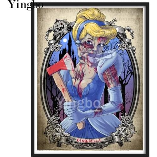 DIY Diamond Painting Skull Horror Girl Full Square Diamond Embroidery Cross Stitch 5D Art Rhinestones Decoration Halloween Gifts