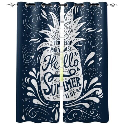Pineapple Lines Love Letters Leaves Window Curtain Kids Home Decor Accessories Living Room Bedroom Kitchen Children Curtain