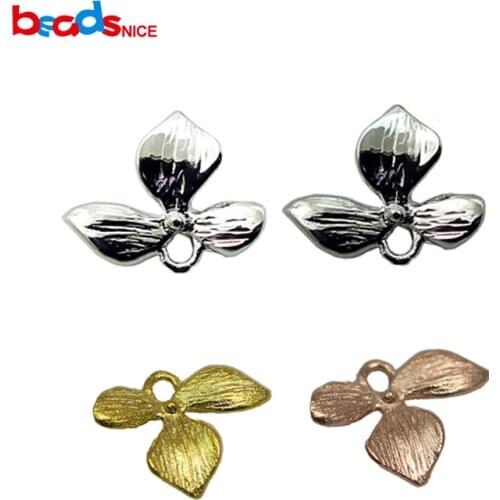 Beadsnice 925 solid sterling silver triple flower connectors wholesale Pure silver findings 2pcs per lot