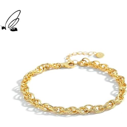 SSTEEL Sterling Silver 925 Simple Bracelet Woven Handmade God Chain Designer Gift For Women Punk Style Accessories Fine Jewelry