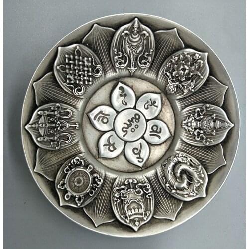 Retro bronze, silver plated lotus dish, Ashtray handicraft ornaments