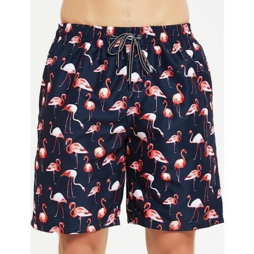 Plus Size Quick Dry Flamingo Running Shorts Men Swimsuit Man Swimwear Mens Short Pants Surf Joggers Sport Gym Beach Wear Mans