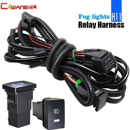 Cawanerl Fog Light Wiring Harness H11 Socket Wire + Switch with LED indicator AT Relay For Toyota Corolla RAV4 Lexus RX GS ES IS