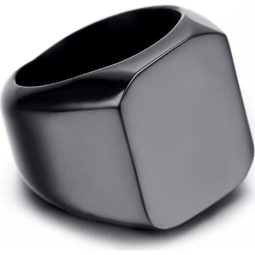 Black Fashion Mens High Polished Signet Solid 316L Stainless Steel Biker Ring Mens Jewelry