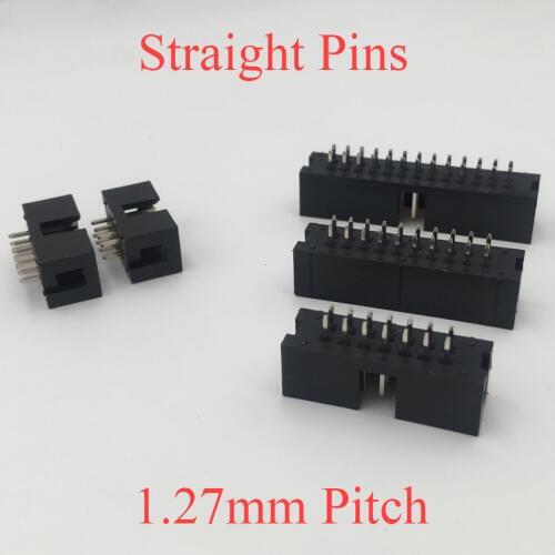 DC3 6P 8P 10P 14P 16P 6 8 10 14 16 Pins 1.27mm Pitch Straight Double Row Connector IDC ISP JTAG Male Header Horn Socket Box