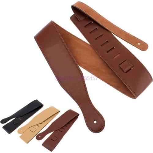 By DHL 200pcs Adjustable Soft PU Leather Thick Strap For Electric Acoustic Guitar Bass Black strap 3 Color