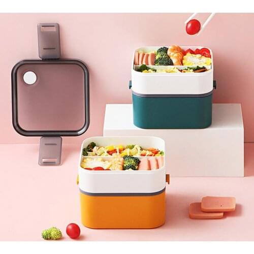 Lunch Box Double Layer Lunch Case Warm Keeping Heat Insulation Leak-proof ABS for Kitchen