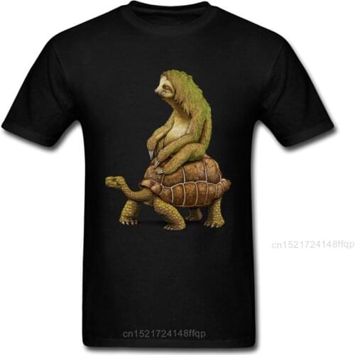 Speed Is Relative T Shirt Men Novelty T-shirt Sloth Rider Turtle Print Tshirt Summer Fall Funny Clothes Leisure Life Tops Tees