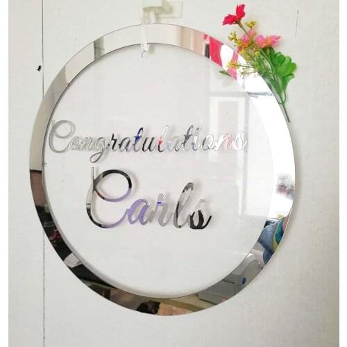 Custom Mirror Gold Silver Frame Baby Shower Name Sign Welcome Guests Word Sign Party Decor Favor Plate