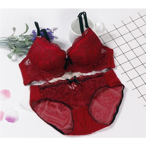 Lingerie padded japanese fashion pink bra and panty set woman underwear sexy set sexy lace intimates set