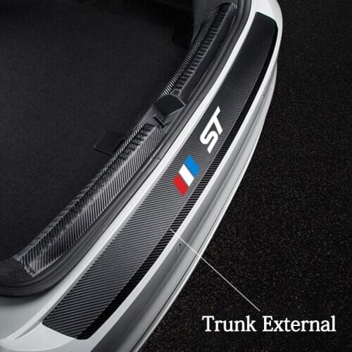 90cm * 7cm Leather Car Rear Bumper Stickers Trunk Guard Plate Molding For Ford Focus ST 2013 -2020 Car Accessories